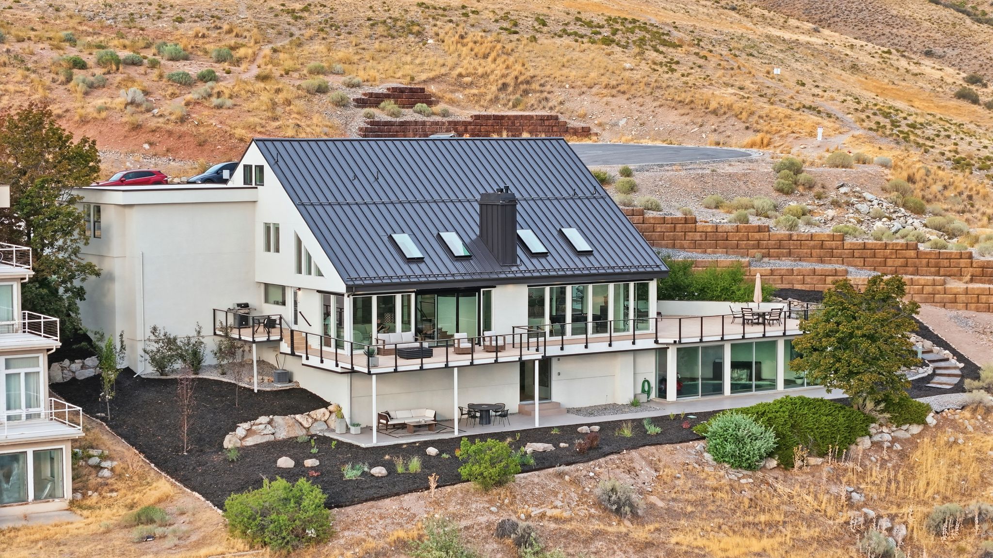 Aerial view of the residence above the city