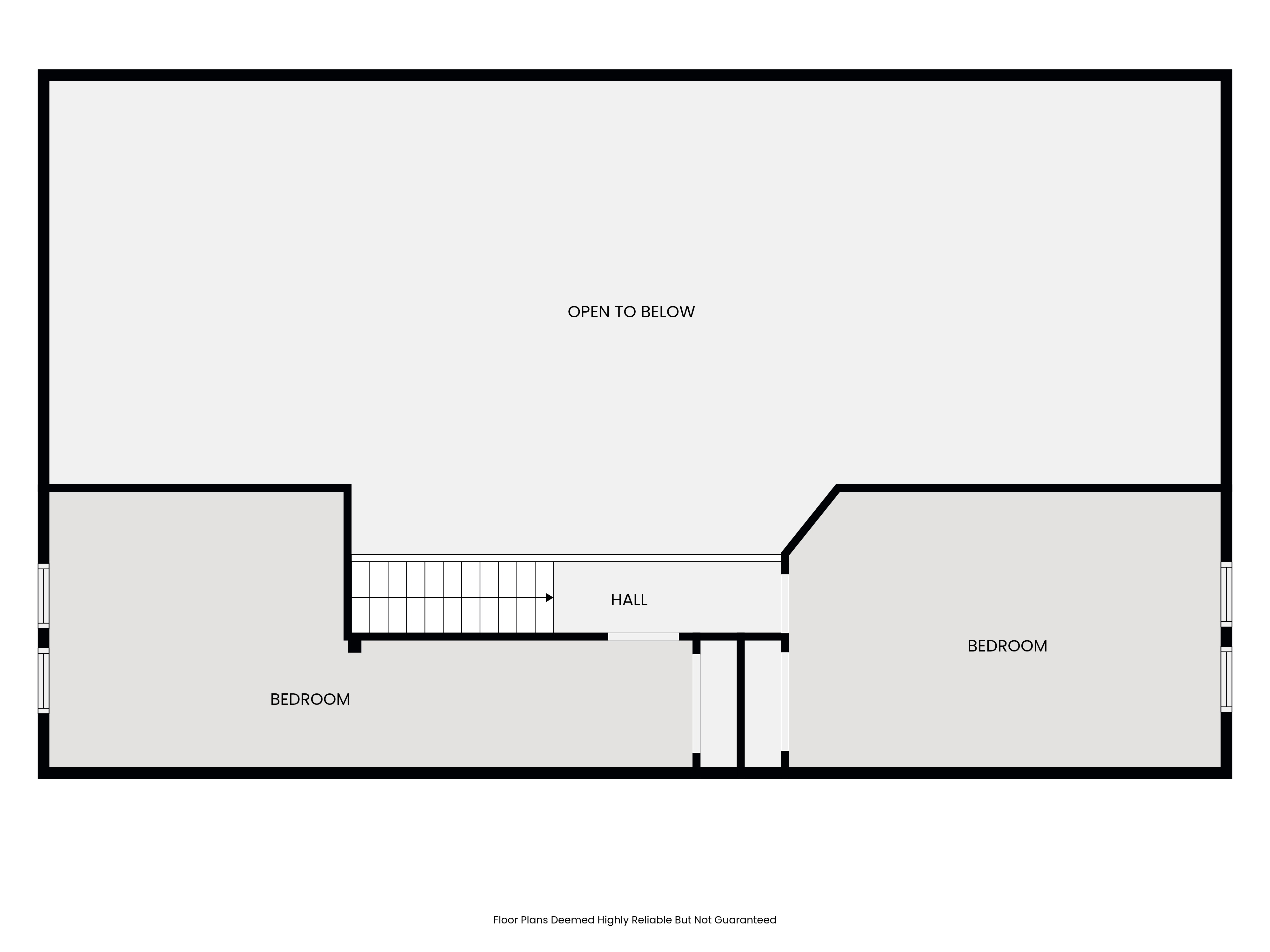 Fourth floor plan showing two bedrooms and open space